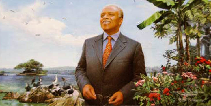 2008年赠送给乌干达总统的肖像刺绣